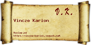 Vincze Karion névjegykártya